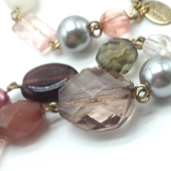 Lia Sophia BEAUJOLAIS Necklace Long Acrylic & Resin Beads Gold-tone Chain Retire - Picture 5 of 15